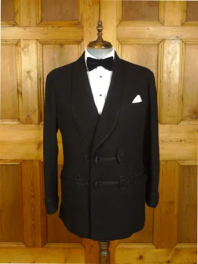 080824/06 immaculate vintage 1980 anderson & sheppard savile row bespoke black wool smoking / dinner jacket w/ frogging 44-45 regular to long