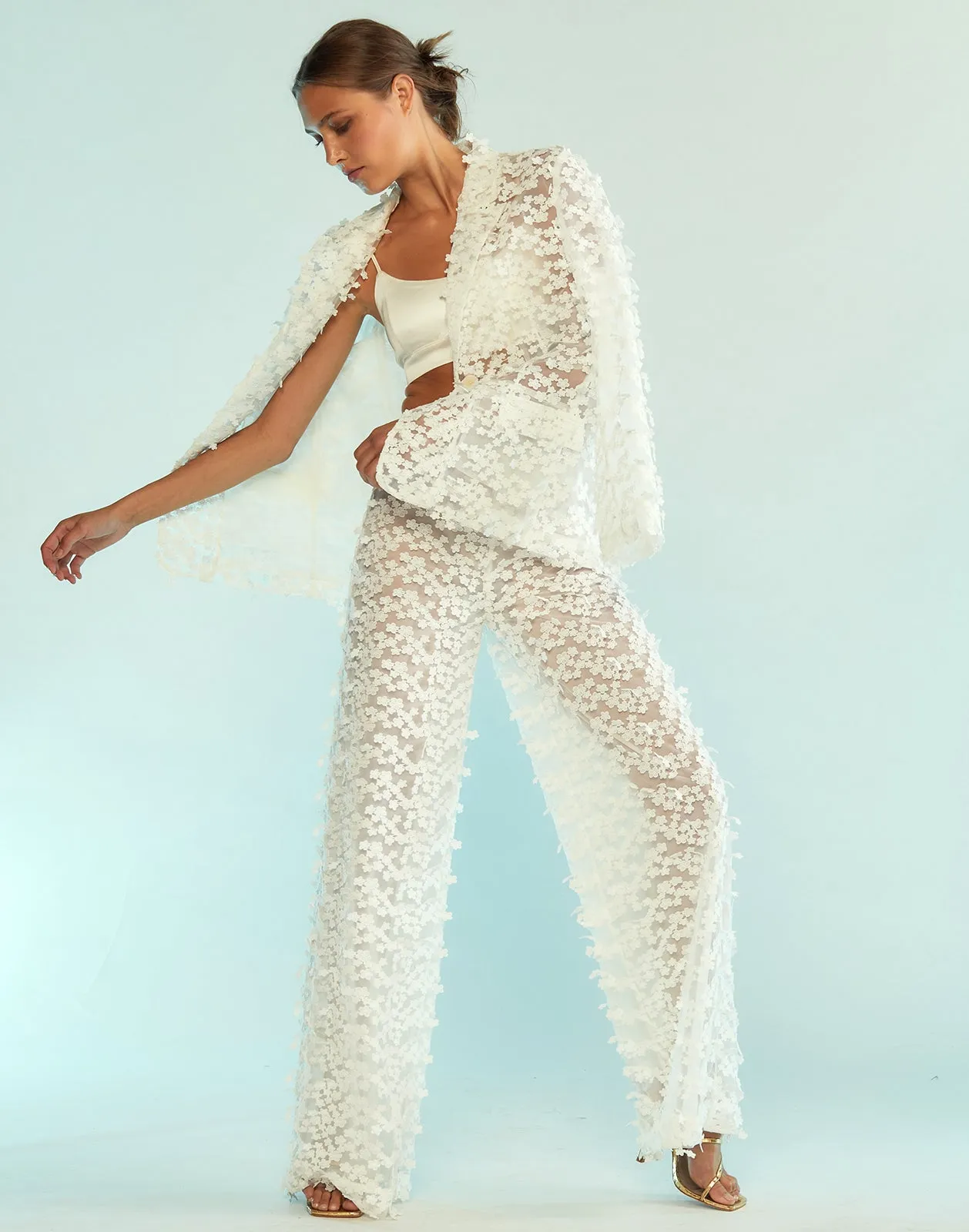 3D Embroidered Tulle Pants