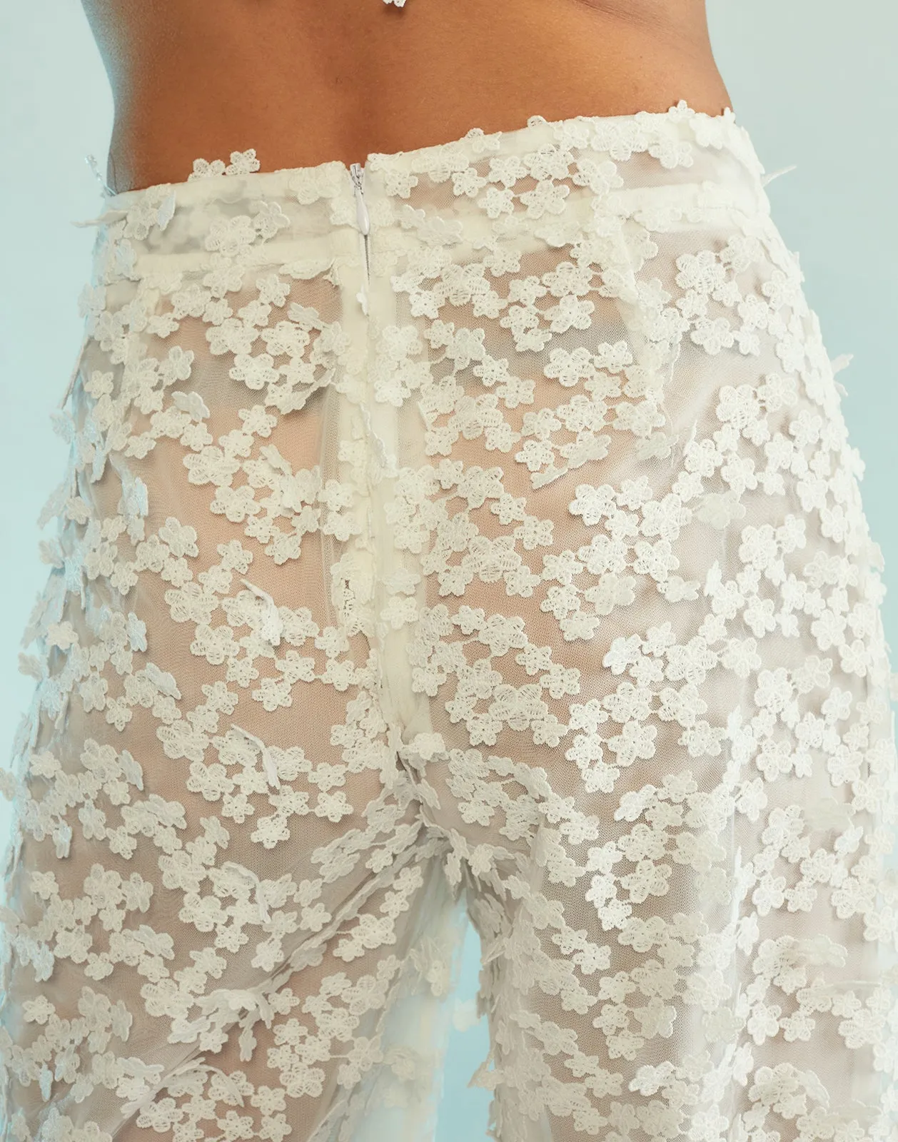 3D Embroidered Tulle Pants