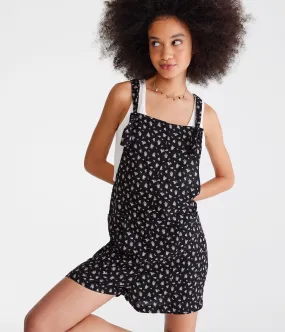 Aeropostale Womens' Floral Utility Romper -  - Size XS - Viscose - Teen Fashion & Clothing Black