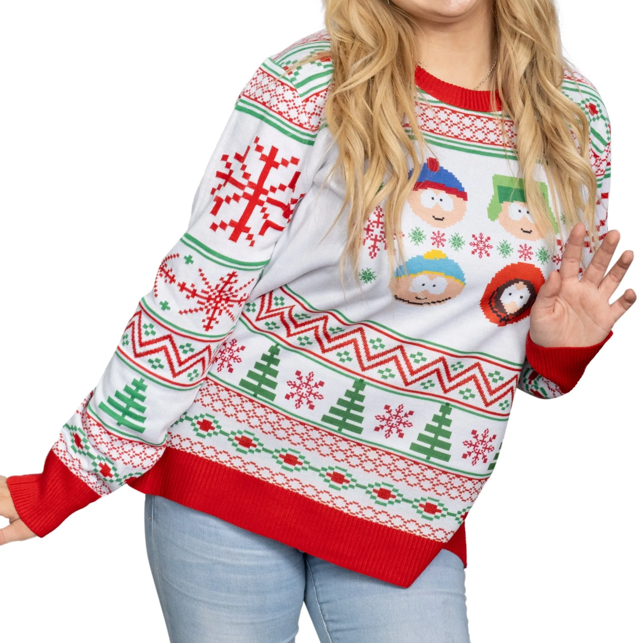 Best Friends Fair Isle Faces South Park Ugly Christmas Sweater