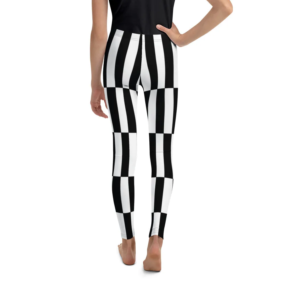 Black and White Optical Illusion Youth Leggings