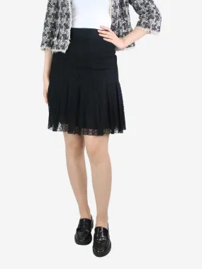 Black floral lace pleated skirt - size UK 10