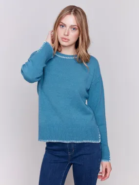 Blanket Stitch Sweater - Peacock