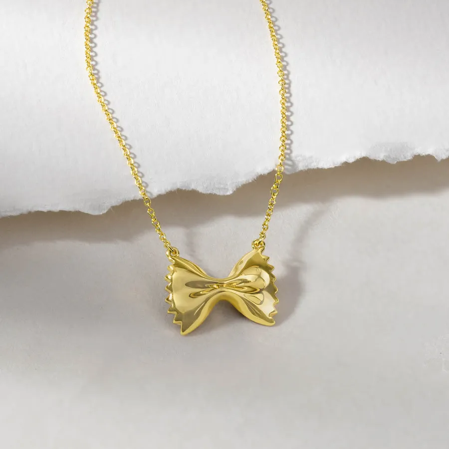 Bow Tie Pasta Gold Necklace