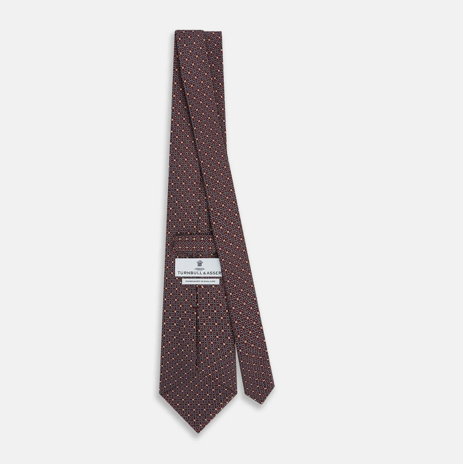 Burgundy Geometric Silk Tie