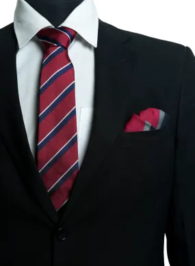 Chokore Garnet - Pocket Square & Chokore Repp Tie (Red) Necktie