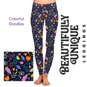 Colorful Doodles - High-quality Handcrafted Vibrant Leggings