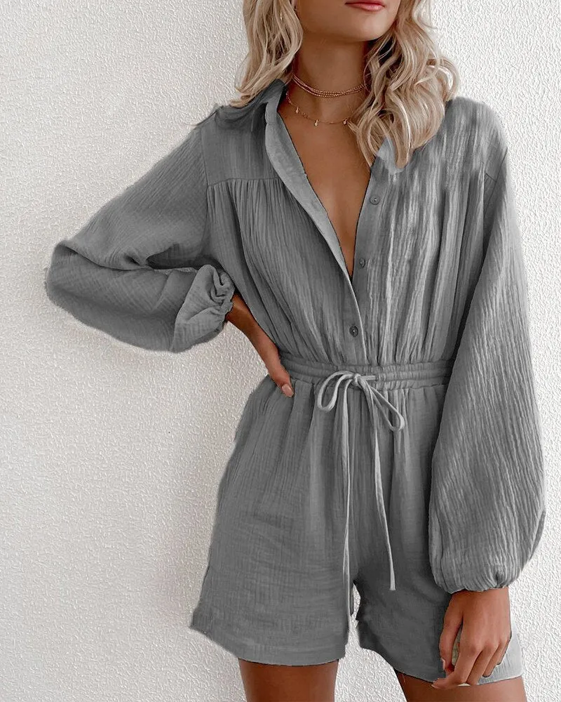 DressBetty - Long Sleeve Pockets Loose Romper