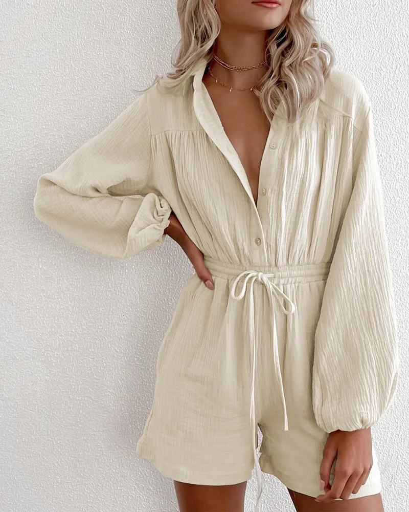 DressBetty - Long Sleeve Pockets Loose Romper