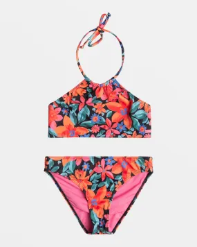 Girls 4-16 Floral Fiesta Halter Bikini Set - Anthracite Floral Fiesta