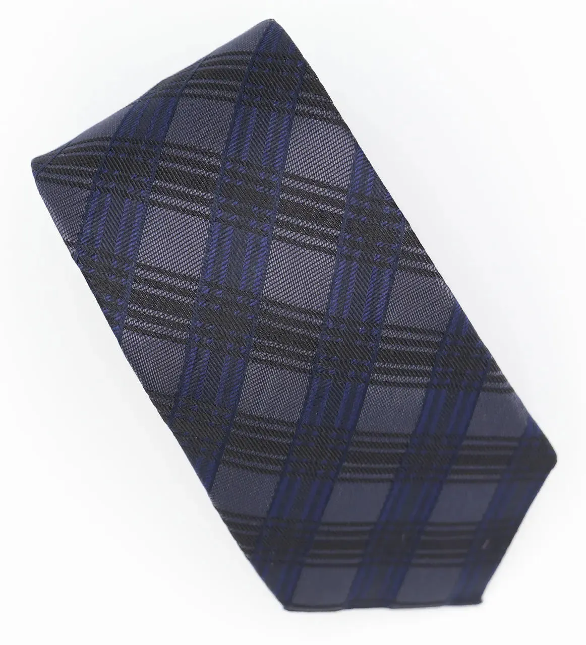 Grey And Blue Tartan Check Tie