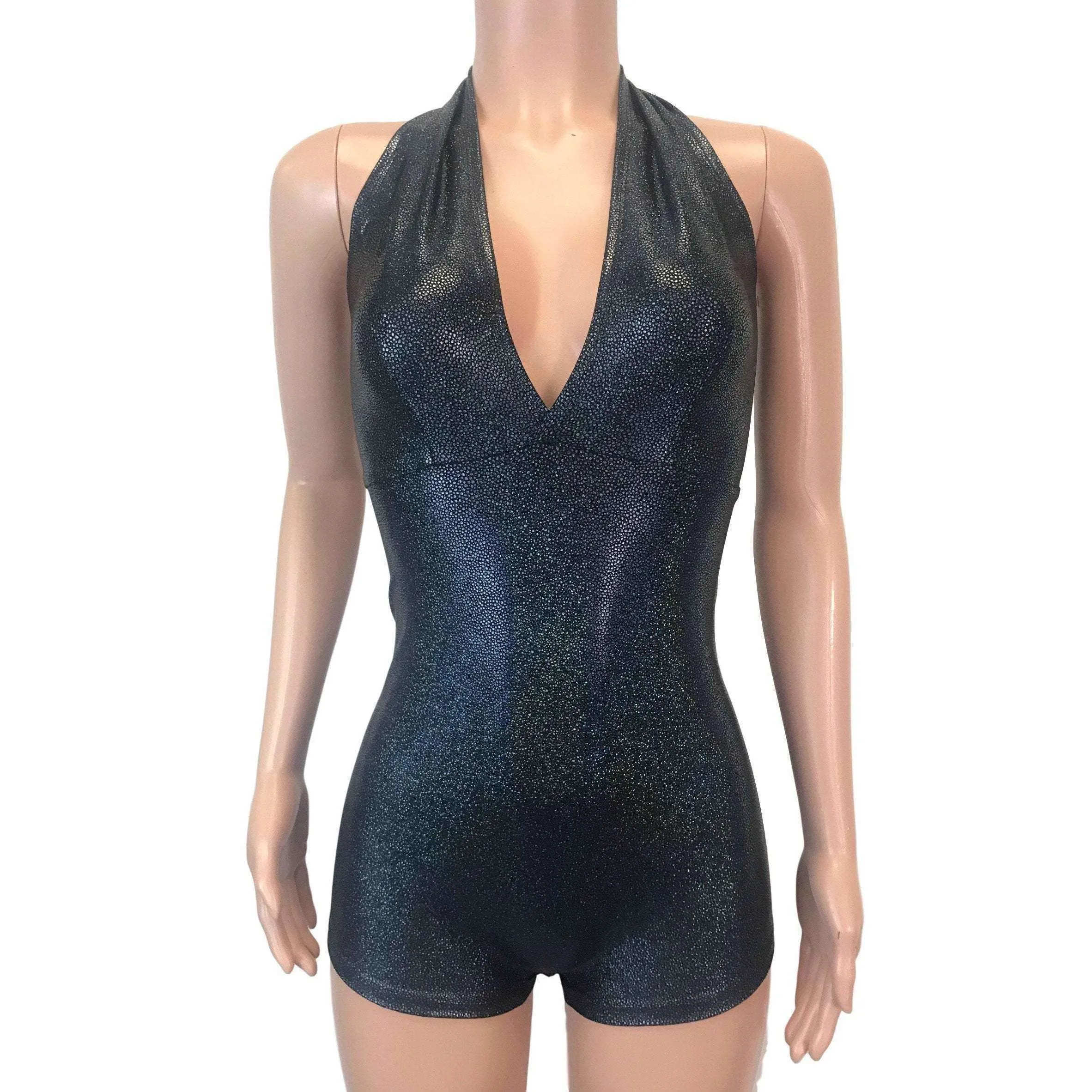 Halter Romper - Black Holographic