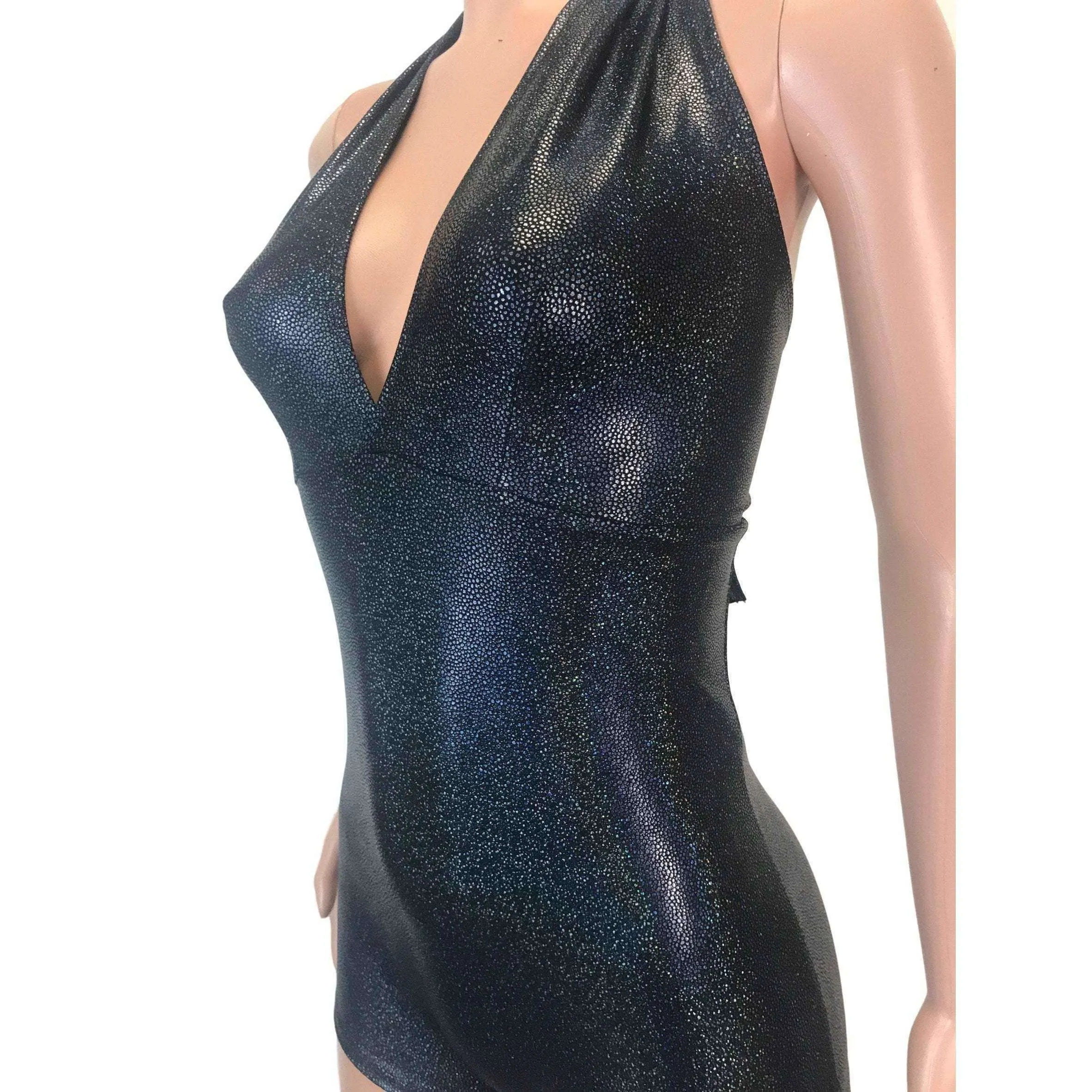 Halter Romper - Black Holographic