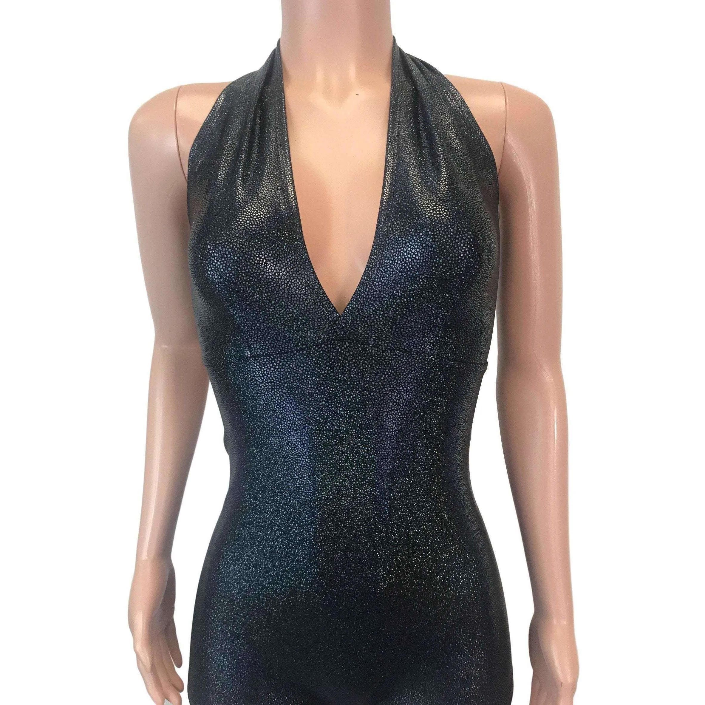 Halter Romper - Black Holographic