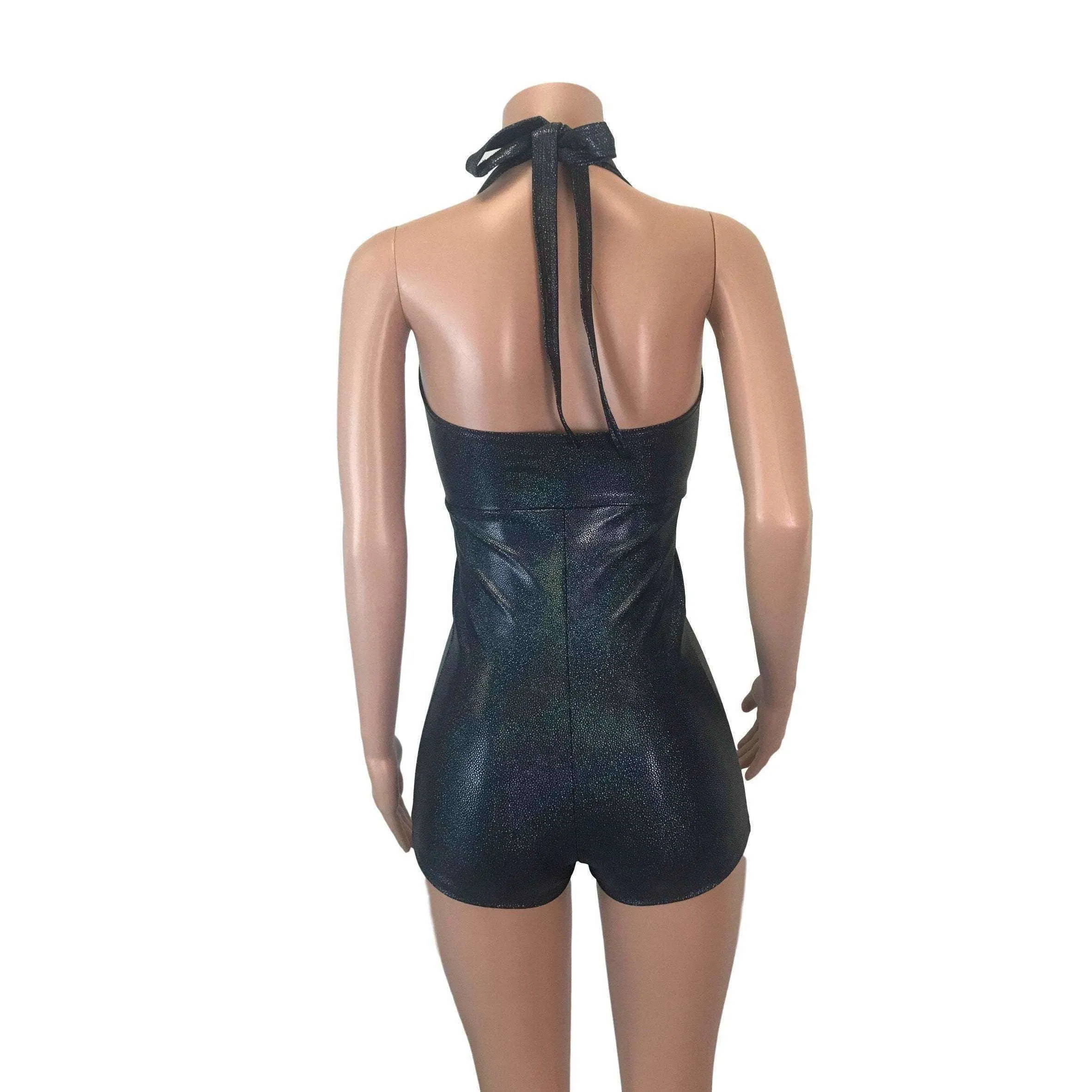 Halter Romper - Black Holographic