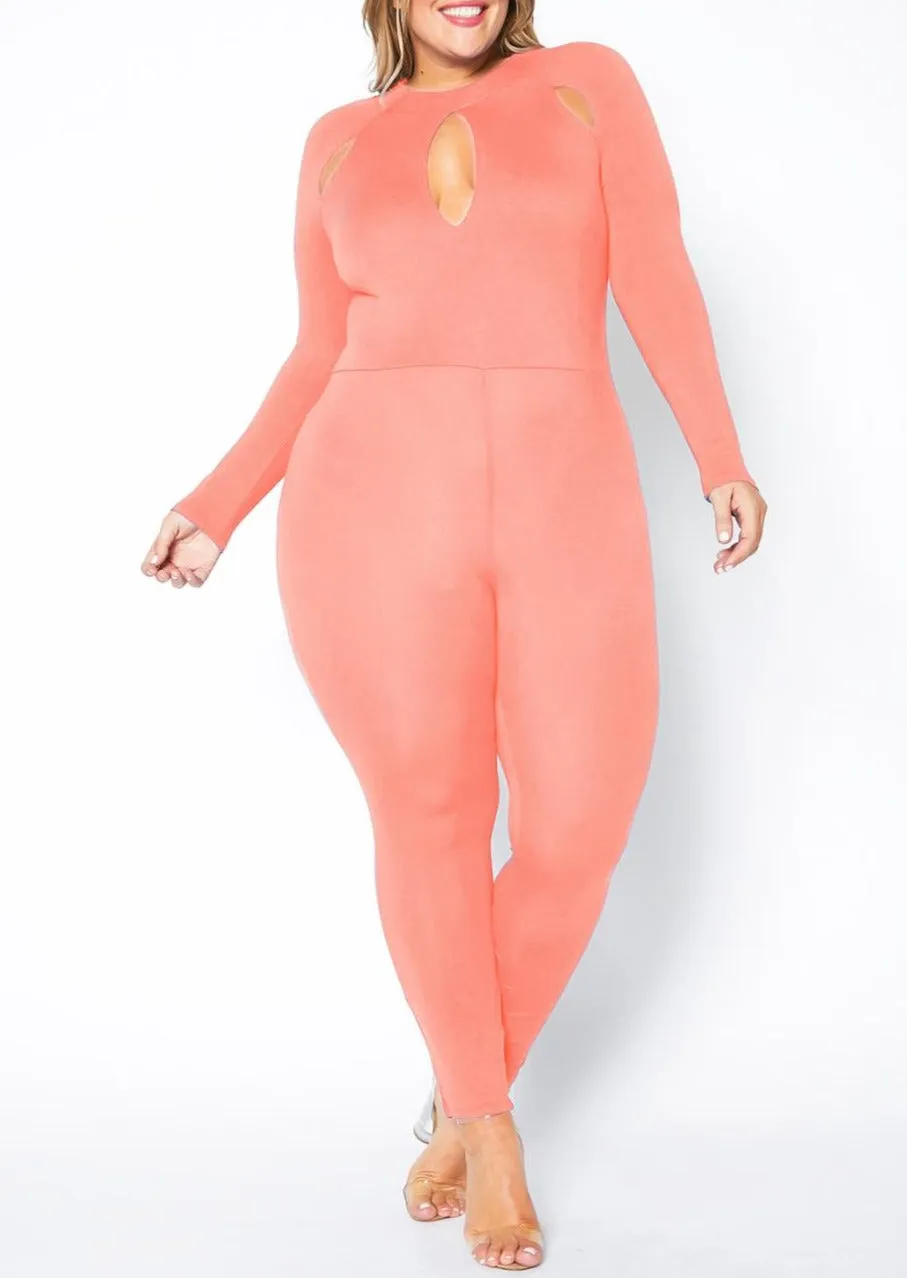 Hi Curvy Plus Size Women Cutout Bodycon Jumpsuit