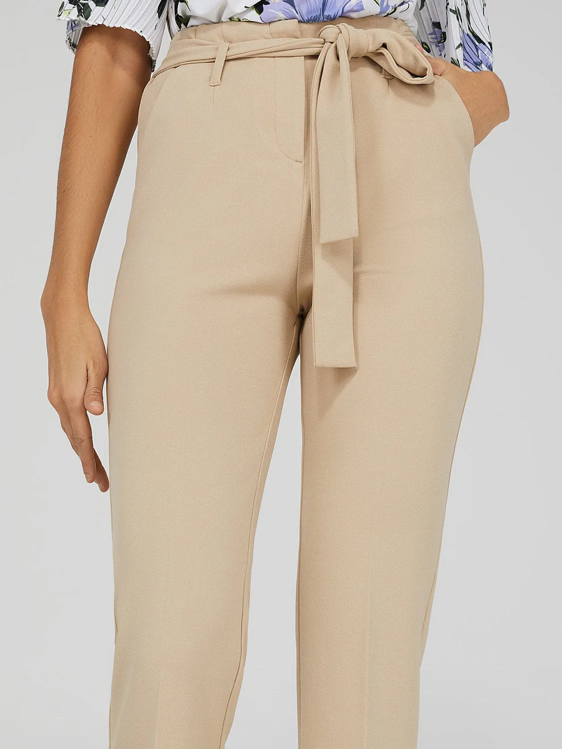 High-Waisted Tie Belt Pants