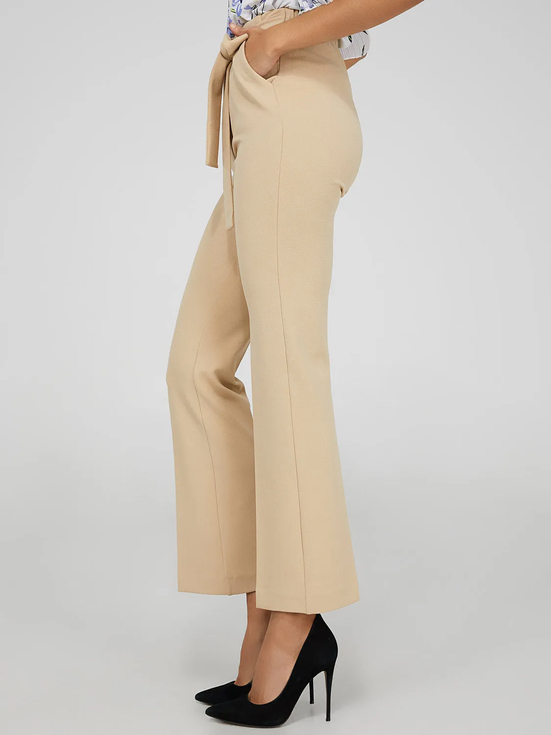 High-Waisted Tie Belt Pants