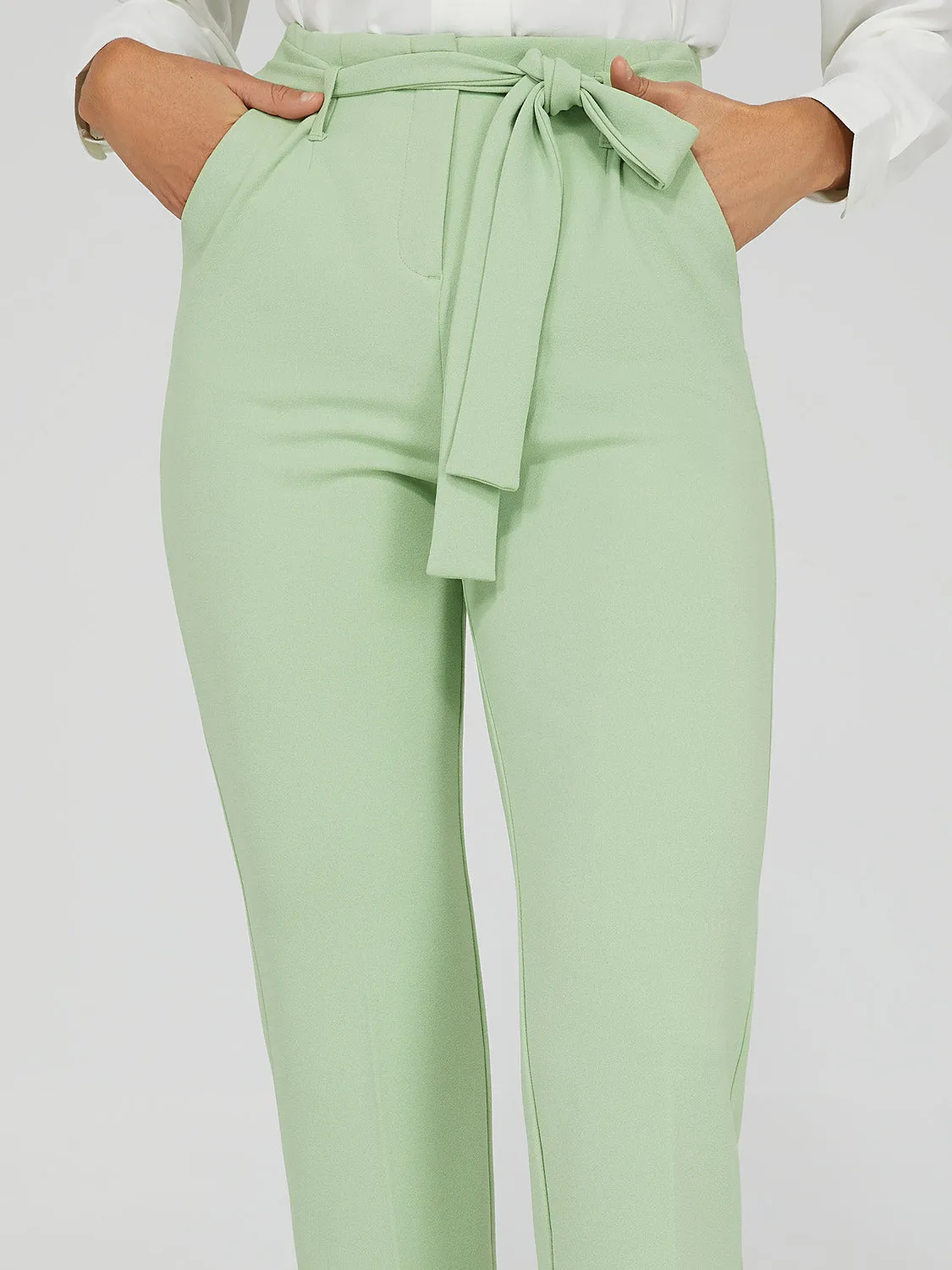 High-Waisted Tie Belt Pants