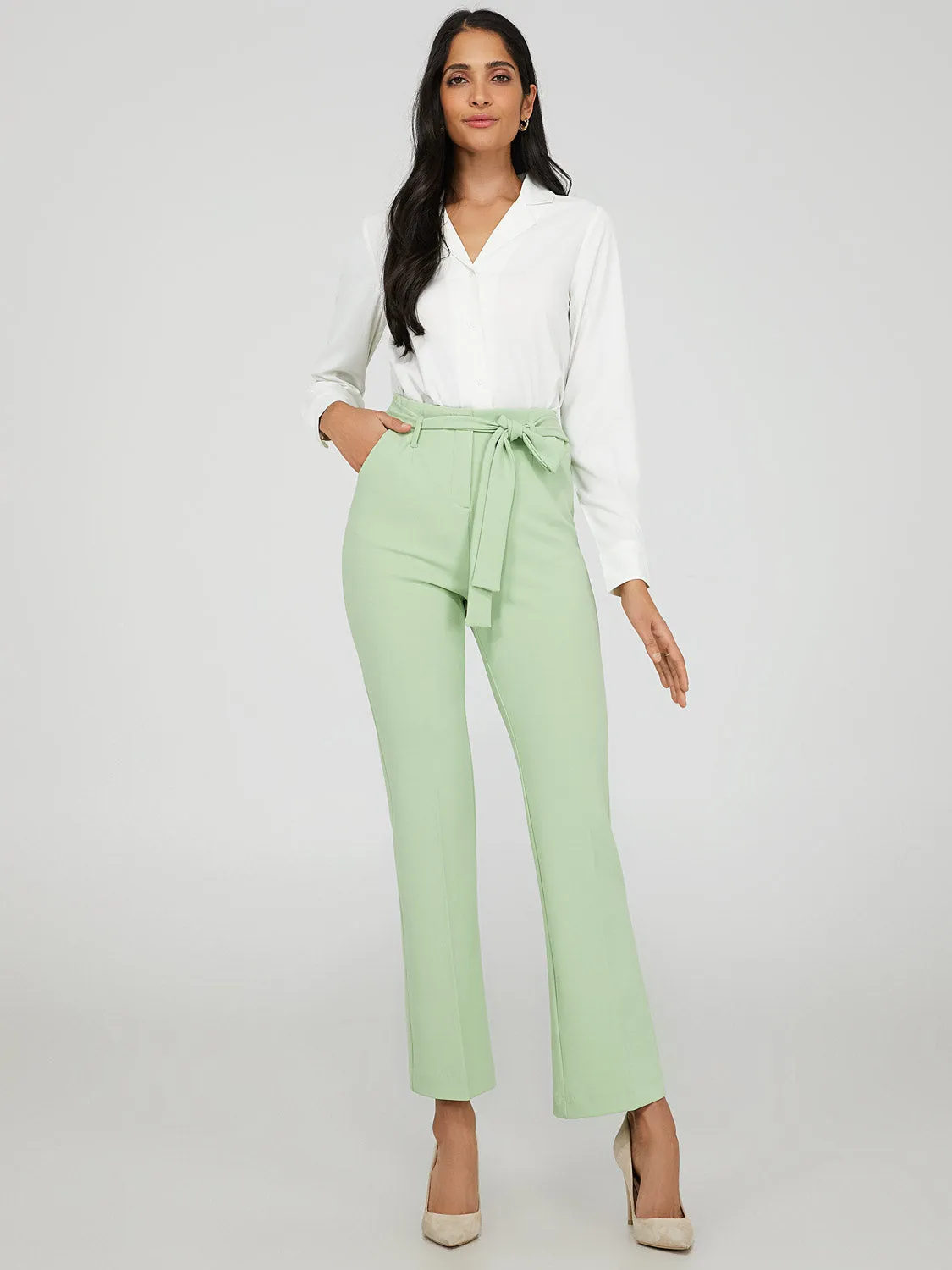 High-Waisted Tie Belt Pants