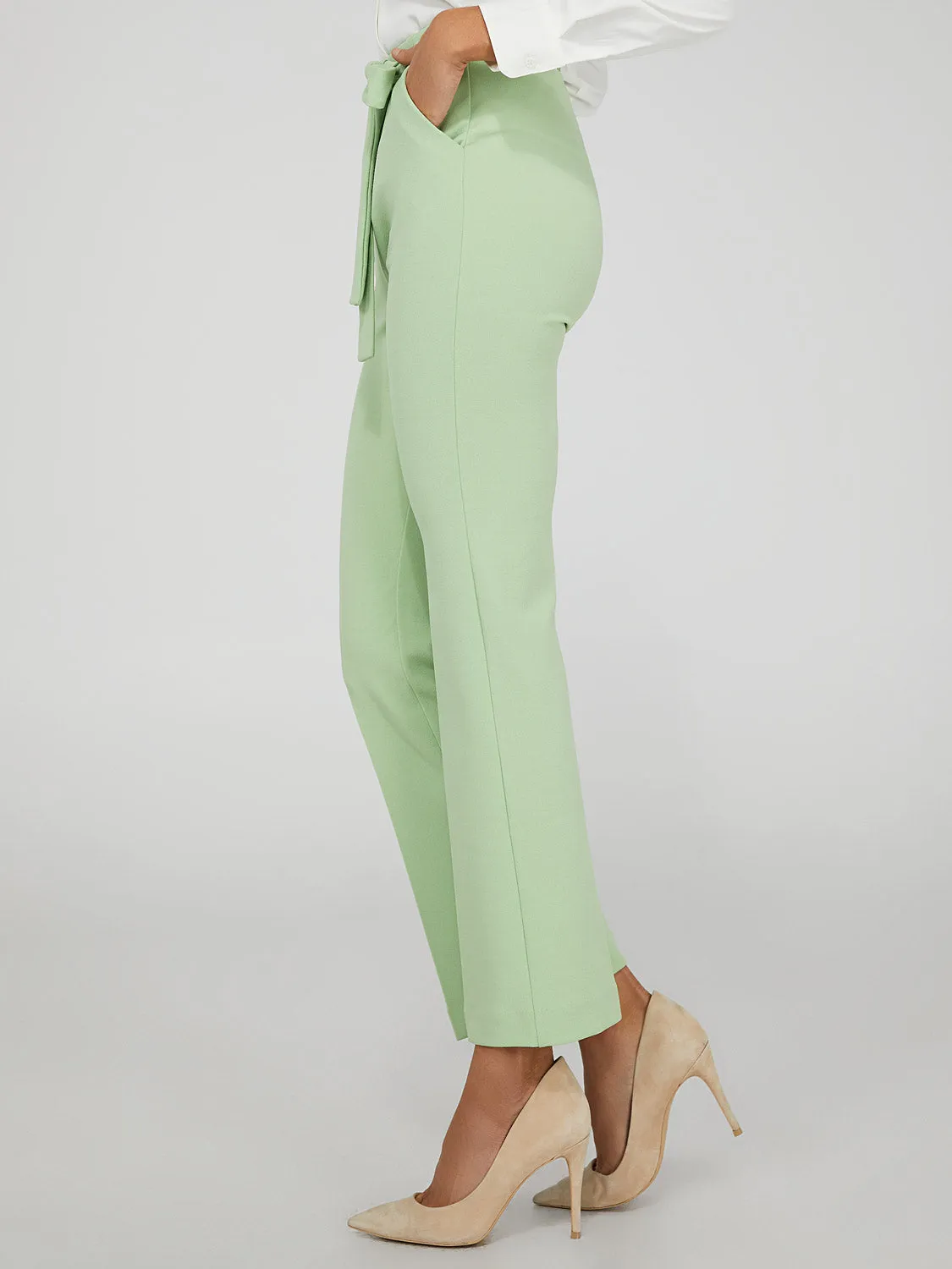 High-Waisted Tie Belt Pants