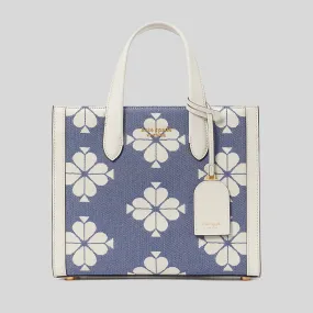 Kate Spade Spade Flower Two-tone Canvas Manhattan Small Tote Halo White Multi KB959