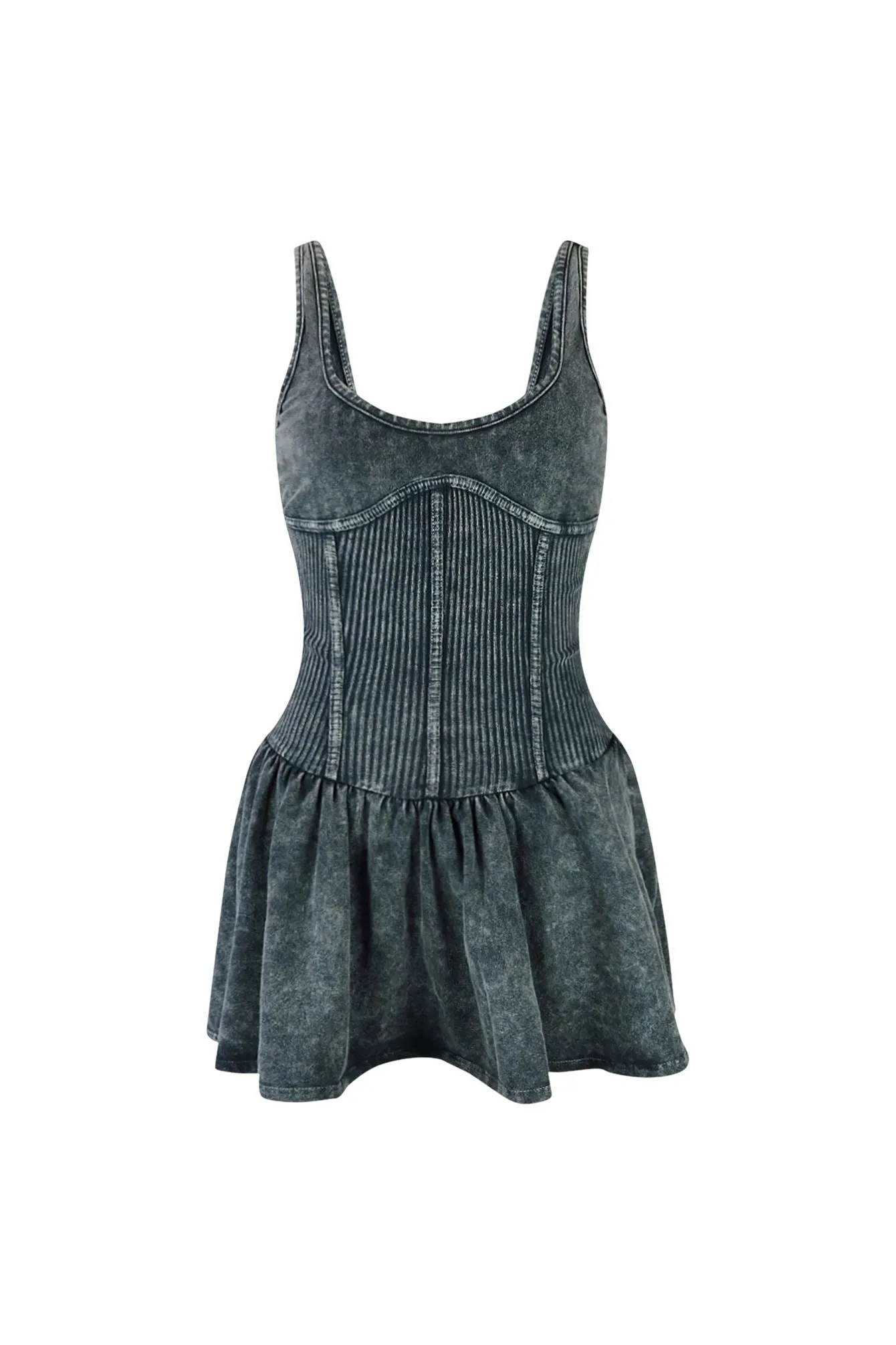 Keep Going Mineral Washed Corset Tank Dress