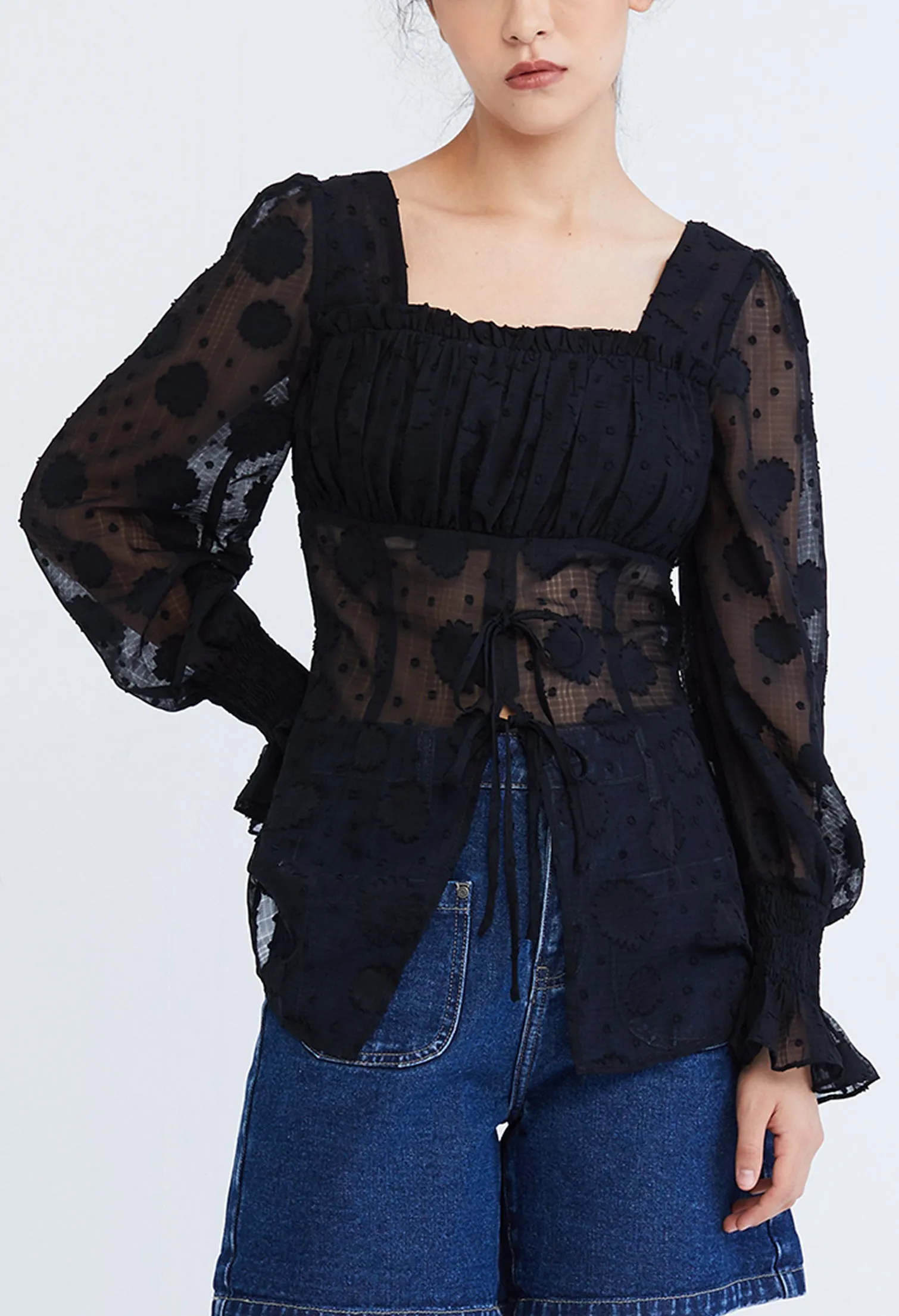 Lacey Cottage Ruch Square Neck Top