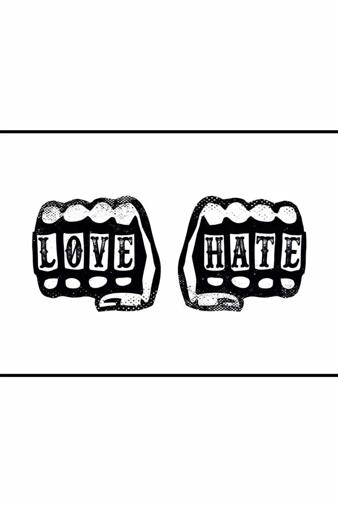 Love Hate Art Print - Available Framed Or Unframed