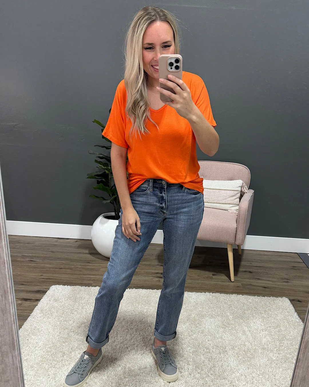 NEW! Cozy V Neck Top  - Orange