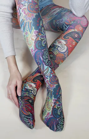 Retro Floral Paisley Printed Art Tights