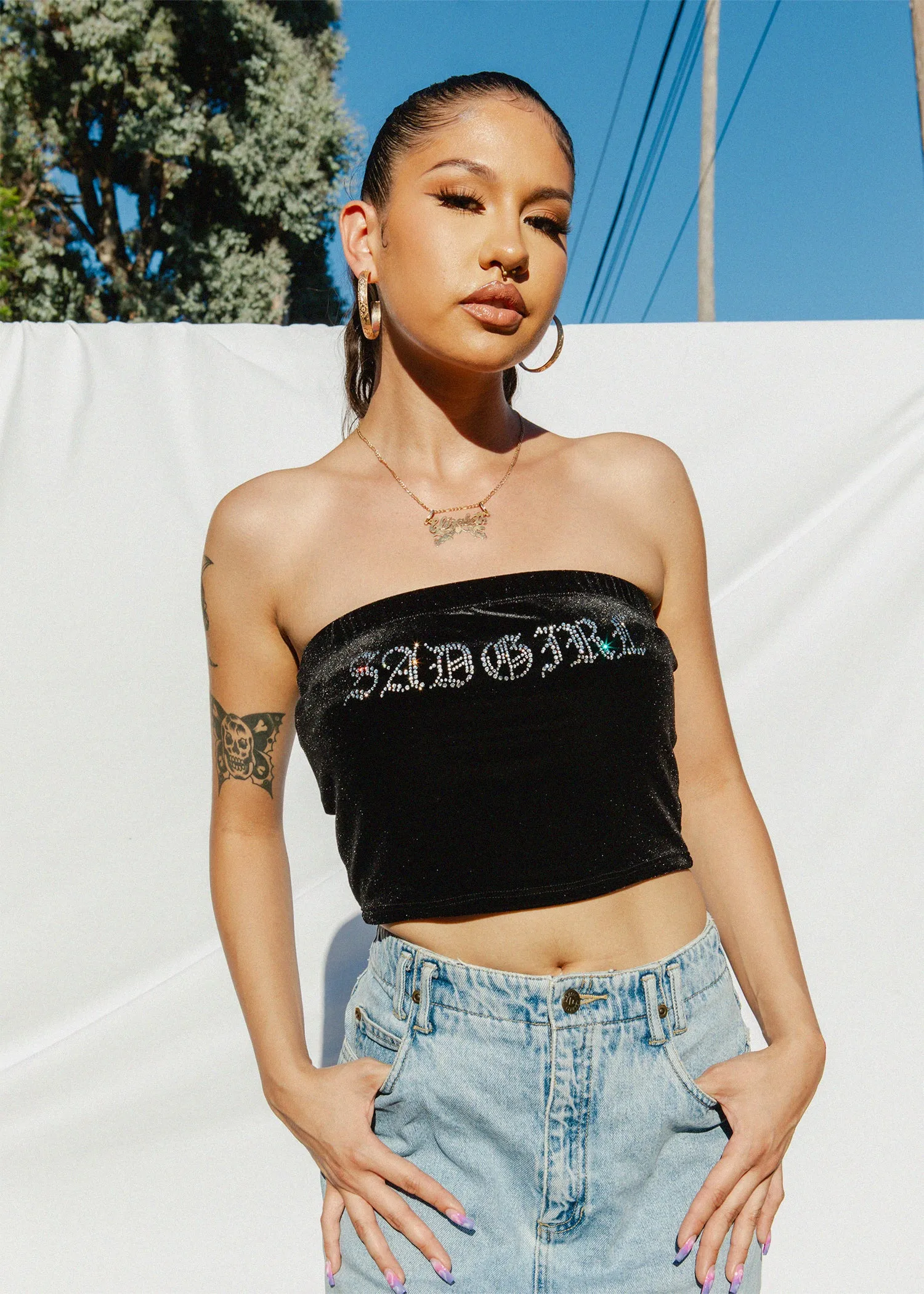 Sad Girl Tube Top - Black