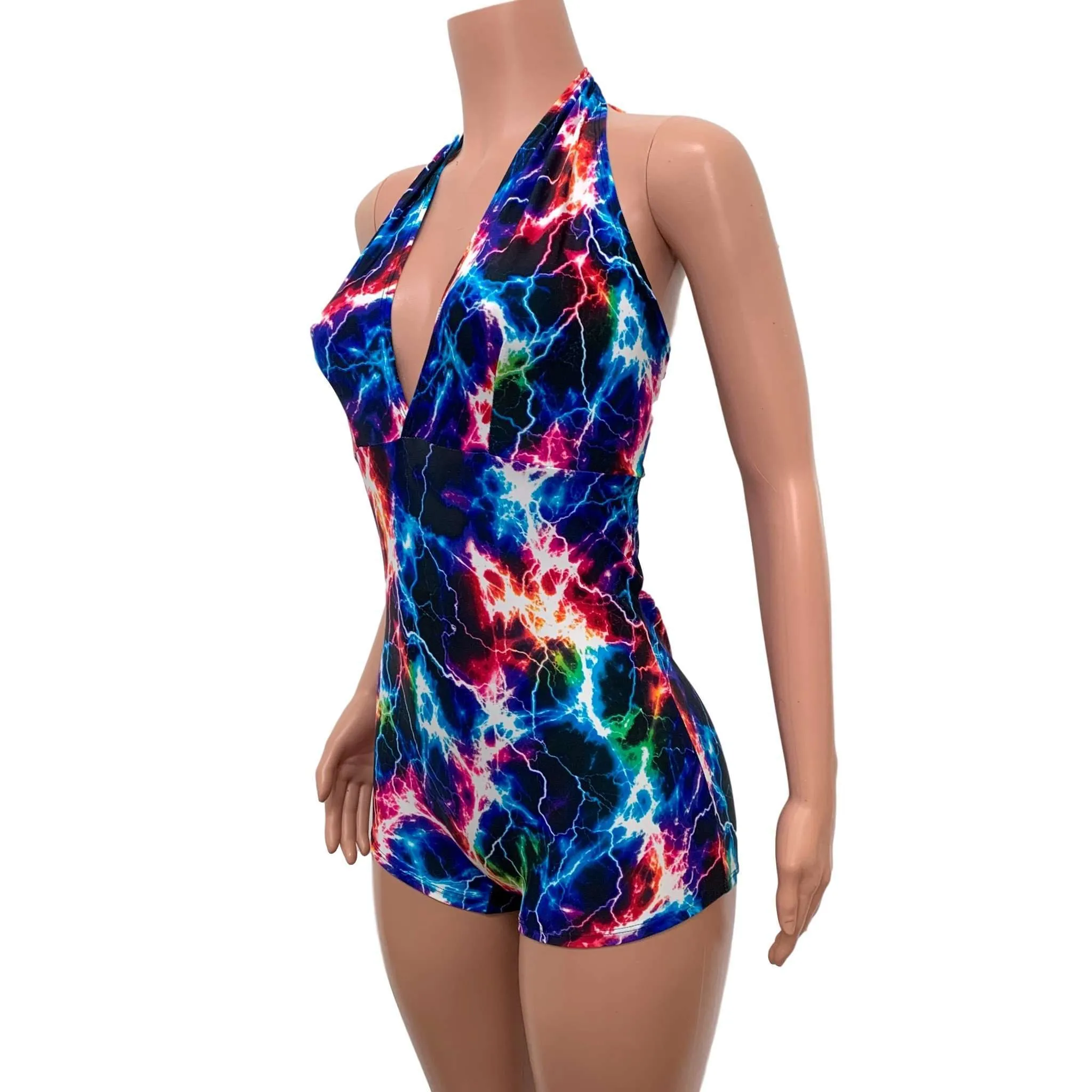 SALE - Halter Romper - Cosmic Thunder UV Glow