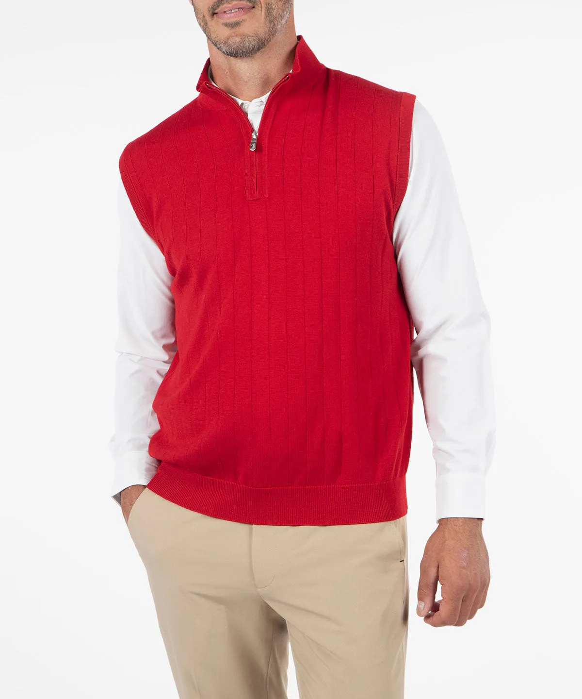 Signature Merino Lined Quarter-Zip Mock Neck Wind Vest