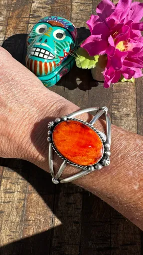 Single Stone Orange Spiny Cuff