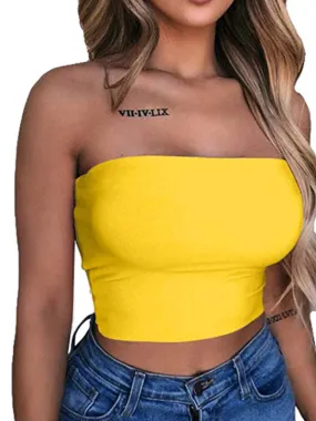 Summer Women Off-Shoulder Tube Crop Tops Strapless Bra Tank Yoga Vests - bucketstores.com