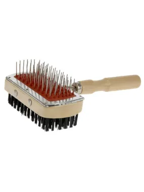 Wooden Dog Brush with Hard and Soft Bristles - Double Sided Brush